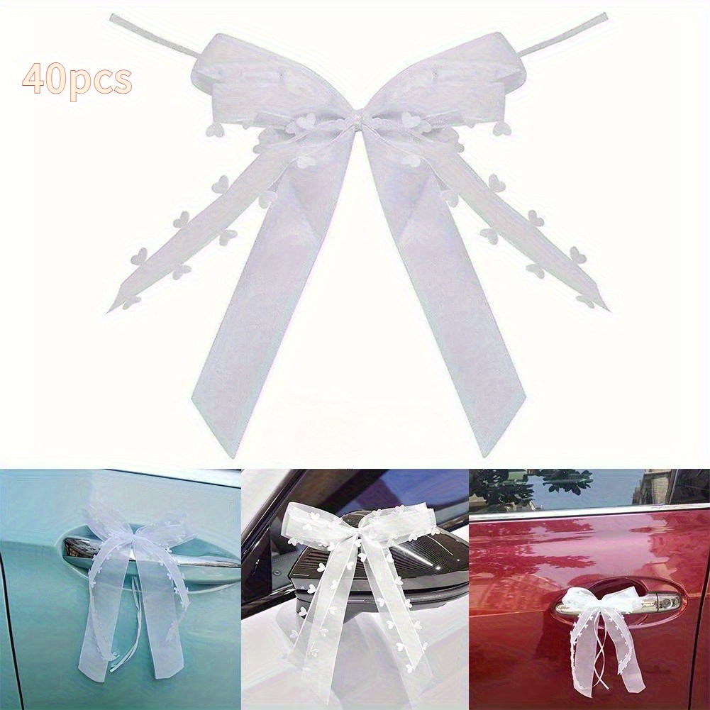 Image of 40pcs Of Decorative Wedding Bow Ribbons For Car, Chairs, Parties, Holidays, Wedding Arches, Vases, And Photo Props