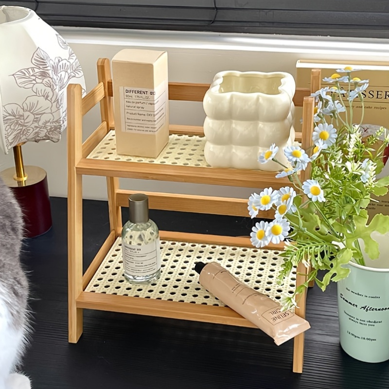 bamboo ladder holder woven rattan     countertop organizer for kitchen office or home decor     sizes ideal for jars bowls and spices office storage storage cabinets details 1