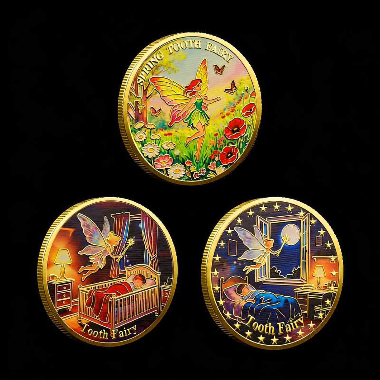 Image of 3pcs Tooth Fairy Plated Collection Coin Your Tooth Is A Treasure Tooth Fairy Souvenir Coin
