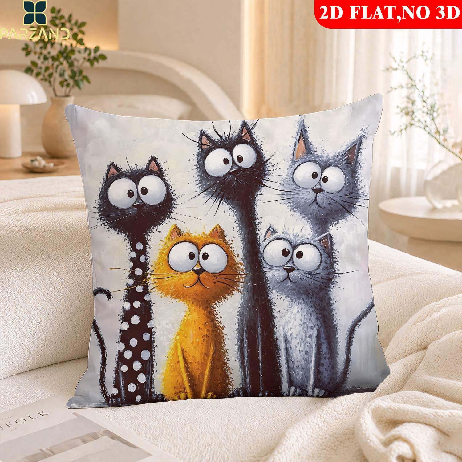 TEMU 2d Flat 1pc Pillowcase Cute Cat Pillowcase Family Pattern, Pillowcase For Sofa, Bedroom, And Study, Comfortable And Soft Pillowcase, A Gift ,