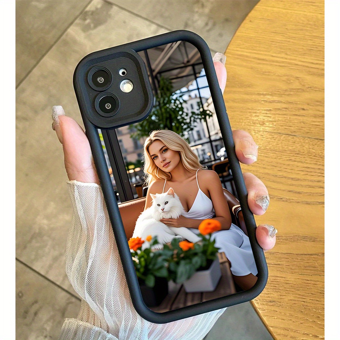 Custom Picture Phone Case with Sky Ladder Mirror Finish, High Definition, Black Soft Edge for iPhone 16/15/14/13/12/11/Plus/Pro/Pro Max Custom Cases, DIY Photo and Text Pattern, Personalized Birthday Gift for Family and Friends, Christmas Gift, Custom Photo Black Border TPU Protective Cover Suitable for Birthdays, Christmas, Valentine's Day