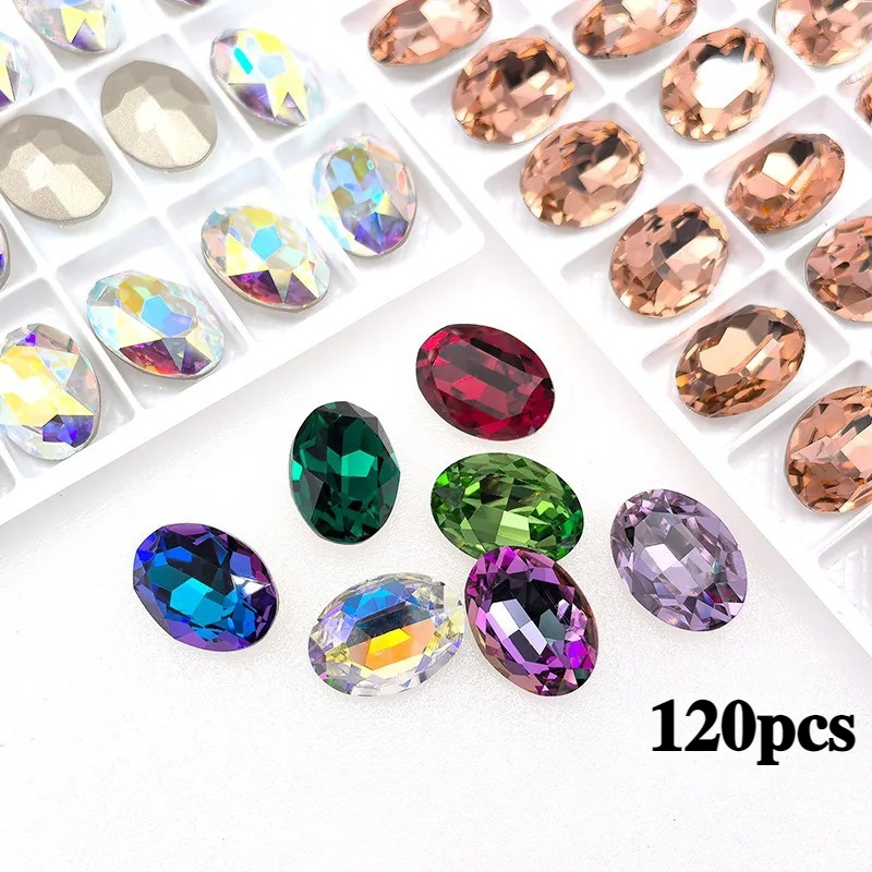 TEMU Un ensemble de 120 perles ovales pointues à l'arrière, mesurant 0,8 cm par 1,0 cm, parfait pour créer vos propres bijoux et accessoires de mode