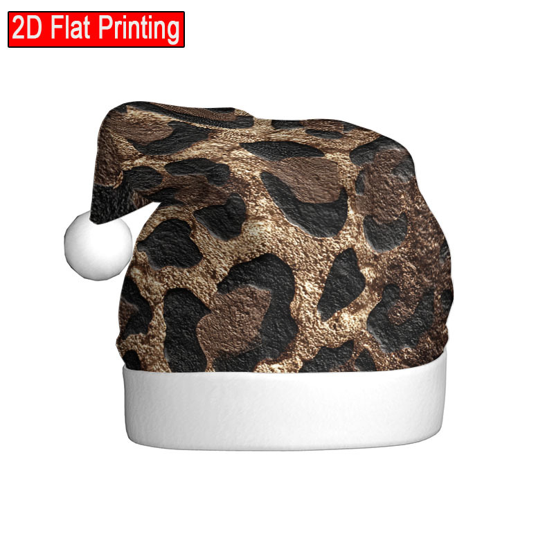 TEMU 1 Piece Of Yellow Leopard Print Christmas Hats With 2 Patterns, Suitable For Adults, Men And Women, Perfect For Holiday Parties And As Gifts