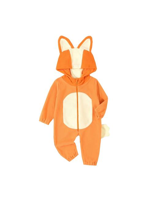 adorable fox jumpsuit with a tail toddlers to wear at halloween parties for outdoor