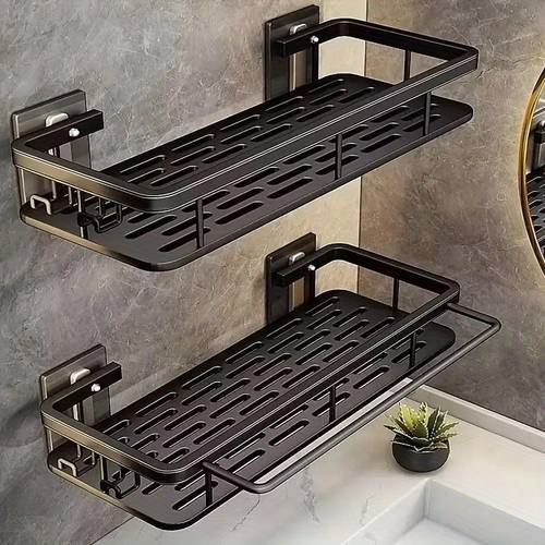 1 2 3 punch free bathroom rack thickened multi piece bathroom rack punch mounted storage rack large capacity wall mounted black and silvery multi function storage rack suitable for toilets and bathrooms