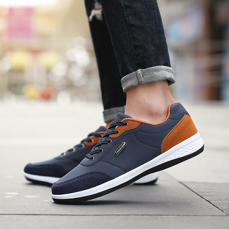 mens casual low top lace up sneakers   comfortable lightweight skateboard shoes solid color   upper sole fabric inner insole sunlight avoidance care ideal for casual wear Product details 3