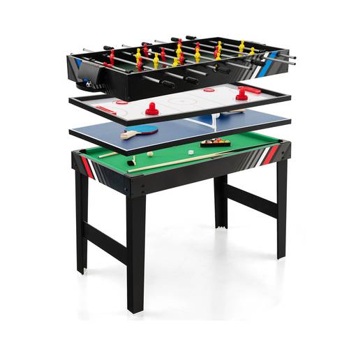 4 in 1 multi game table set with wood tabletop table suitable for soccer air hockey billiards table tennis pool compact combination game system for bars parties family night entertainment for