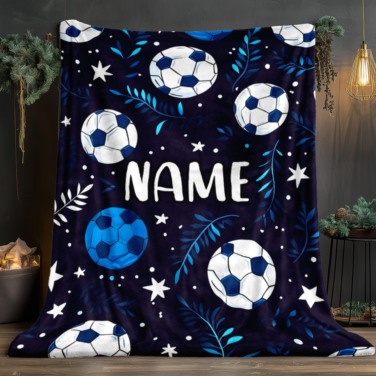 TEMU 1pc Custom Football Pattern Blanket | Personalized Id, Soft Flannel, , Suitable For , Multipurpose Use