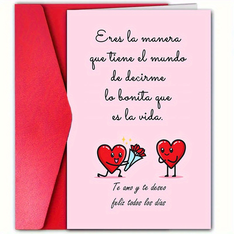 TEMU 1 Tarjeta de Amor en Español, 4.72" X 7.09", con Sobre, para Novio, Novia, o Esposo, Ideal para Aniversarios, Día y Otras Ocasiones. Diseño "El