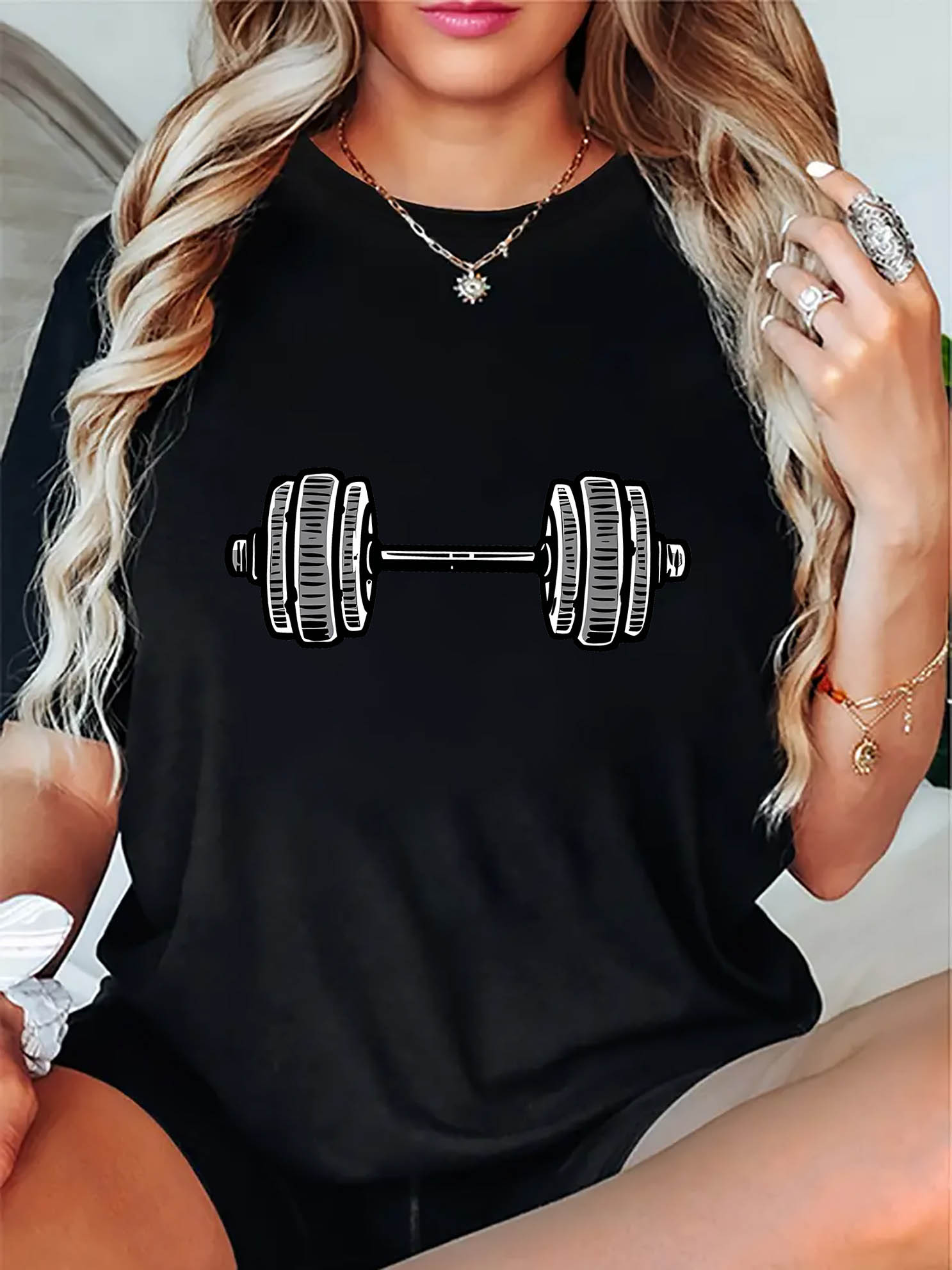 t shirt fitness décontracté femmes haltères Temu Switzerland