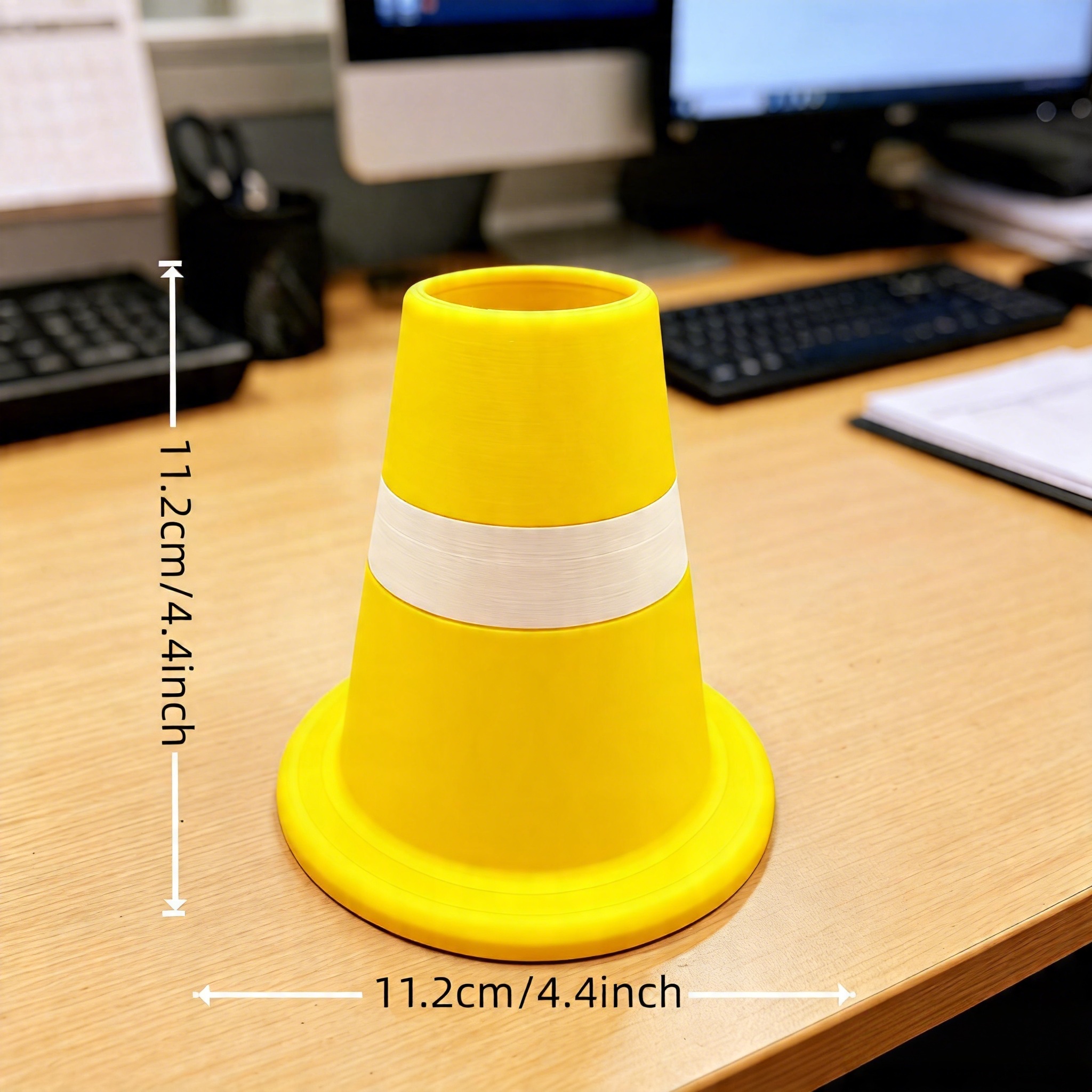 Top pickCone-Shaped Traffic Cone Pen Holder & Desk Organizer - Compact Lightweight Construction-Themed Pencil Cup Suitable for Office, School, Kids Room, Cave - Fun Gift for, Men, Construction Workers, Small Space Desk AccessoryOpen in new tab.