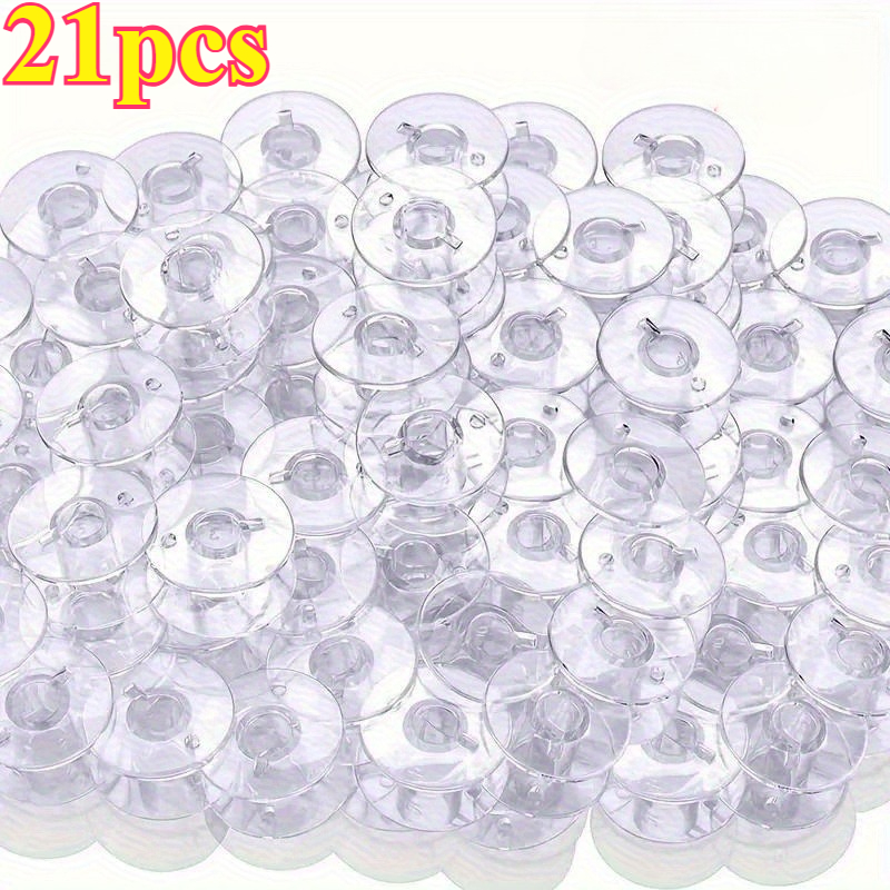 TEMU 21-pack Sewing Thread Spools, Transparent Plastic Sewing Thread Spools, Suitable For Various Sewing Machines