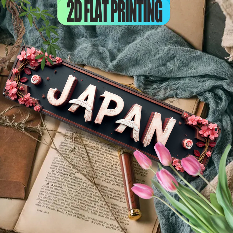 TEMU Panneau mural plat 2D - Style vintage en aluminium avec l' 'JAPAN', mesurant 10X40Cm (3.9X15.7 pouces), idéal pour divers environnements que une