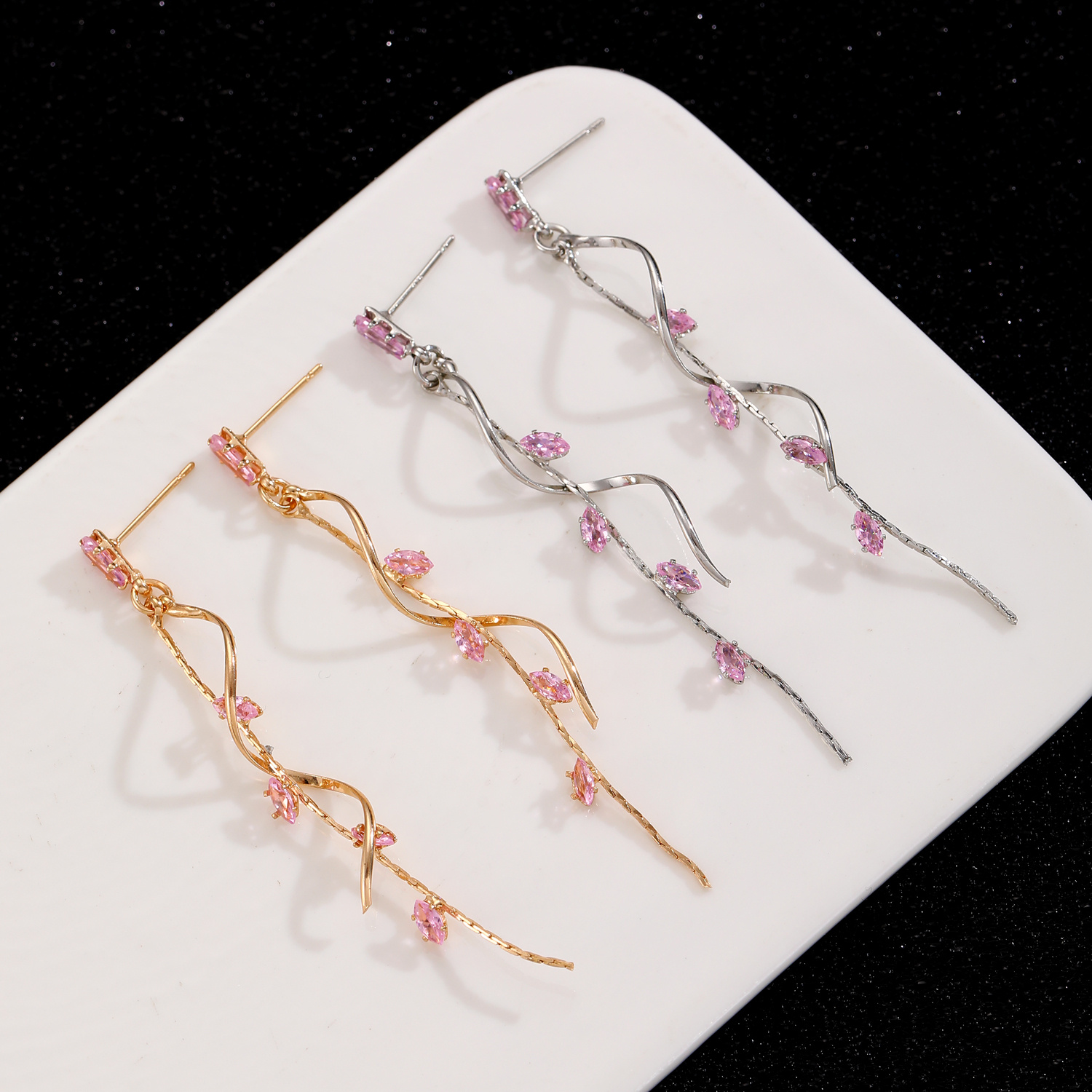 Exquisite Tassel Earrings with Synthetic Zirconia, Elegant Design