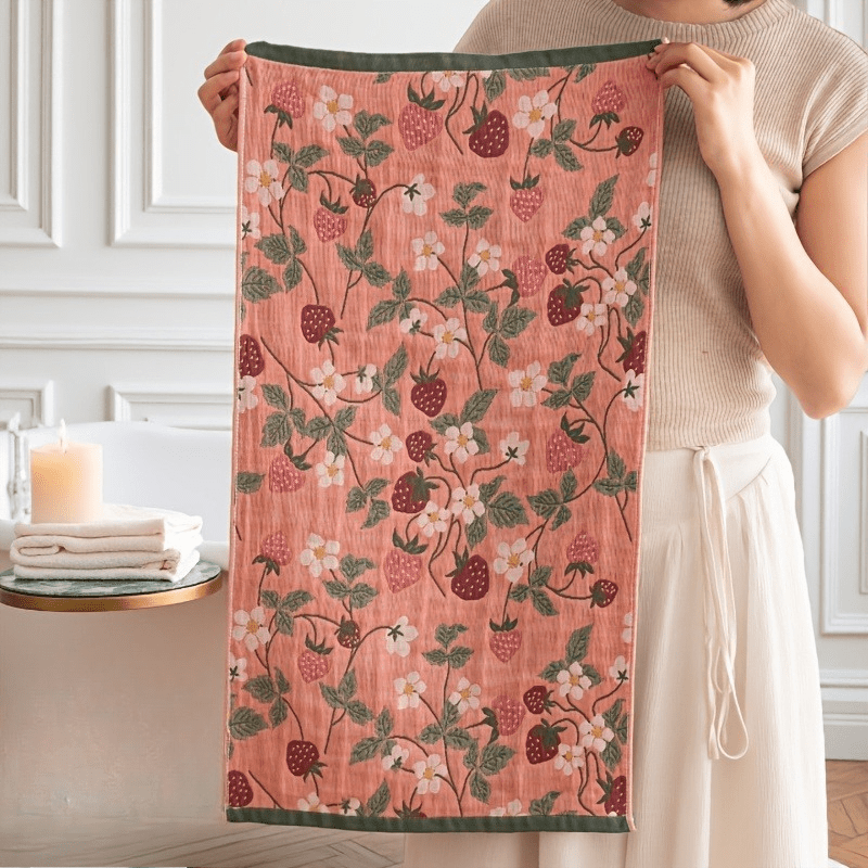 TEMU New 4-ply Gauze Household Towels | Thick, Soft, Absorbent, And Quick-drying Jacquard Face Towels | Fresh, Rustic-style Multifunctional Hand