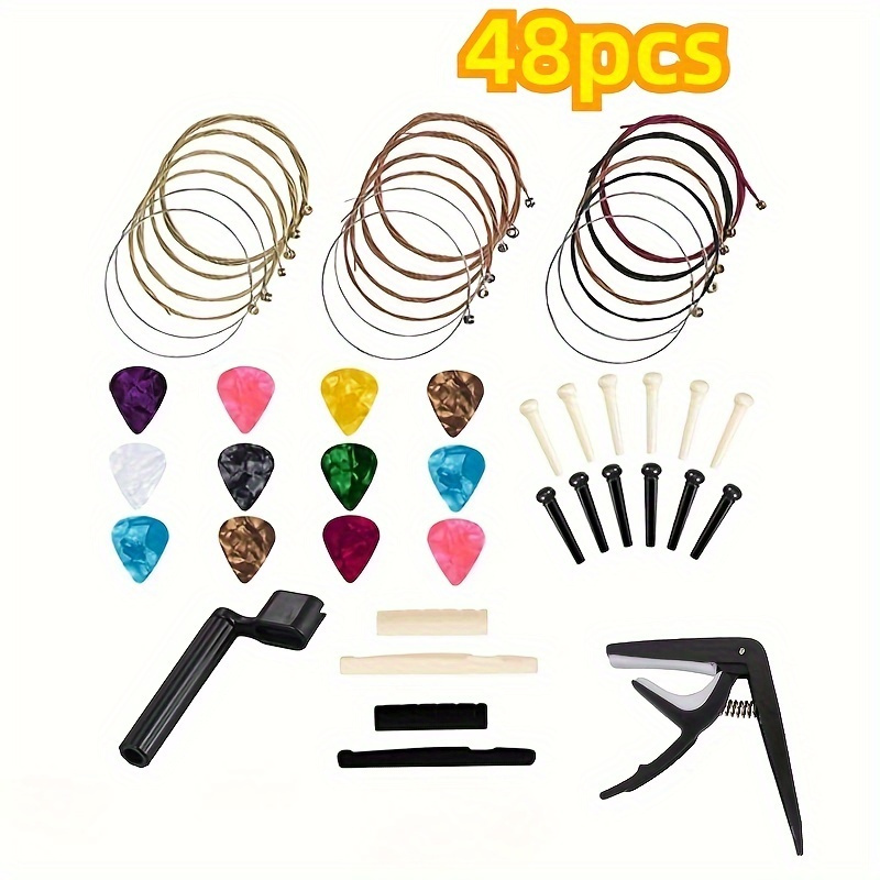 

48pcs Guitar Accessory Kit Strings, , , & Picks - Assorted