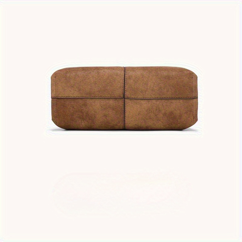 Dark Brown Split Leather Tote Bag with Magnetic Closure