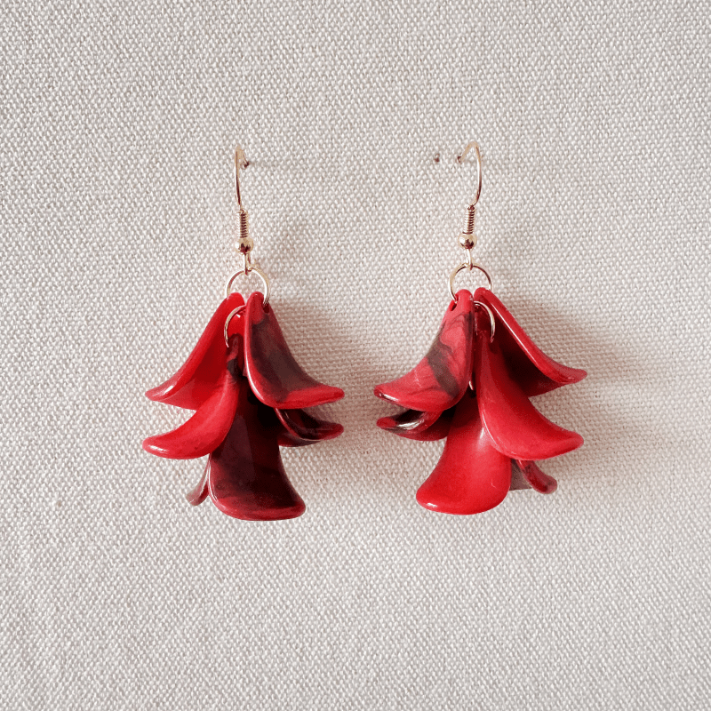 Vintage Style Acrylic Handmade Petal Pendant Earrings