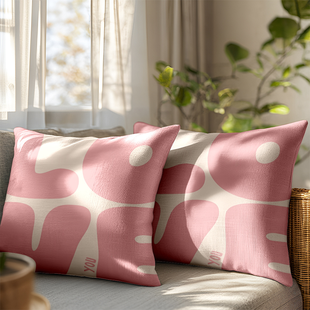 TEMU 2pcs Set, Pink Love Lettering Pillow Covers, Modern Minimalist Art Cushion Covers, Decorative Pillows For Study, Bedroom, Living Room, , Pillow