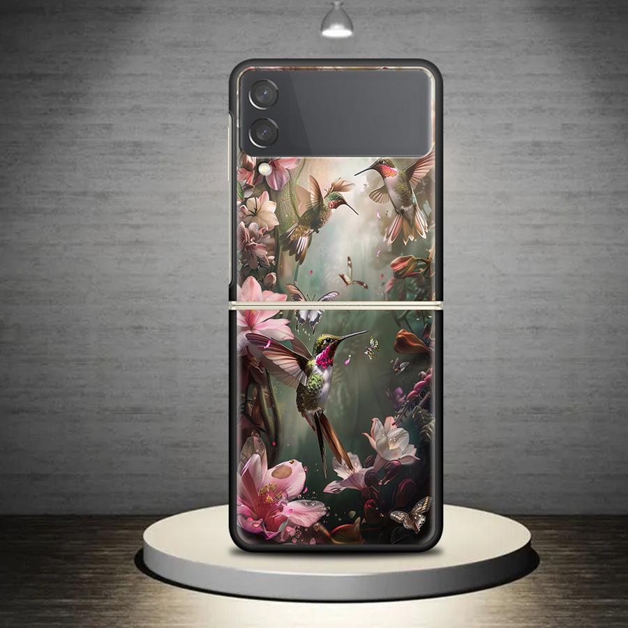 TEMU Coque de téléphone - Étui de protection pour Samsung , , Z Flip 5G, Z Flip4 et avec un design de oiseaux et de fleurs
