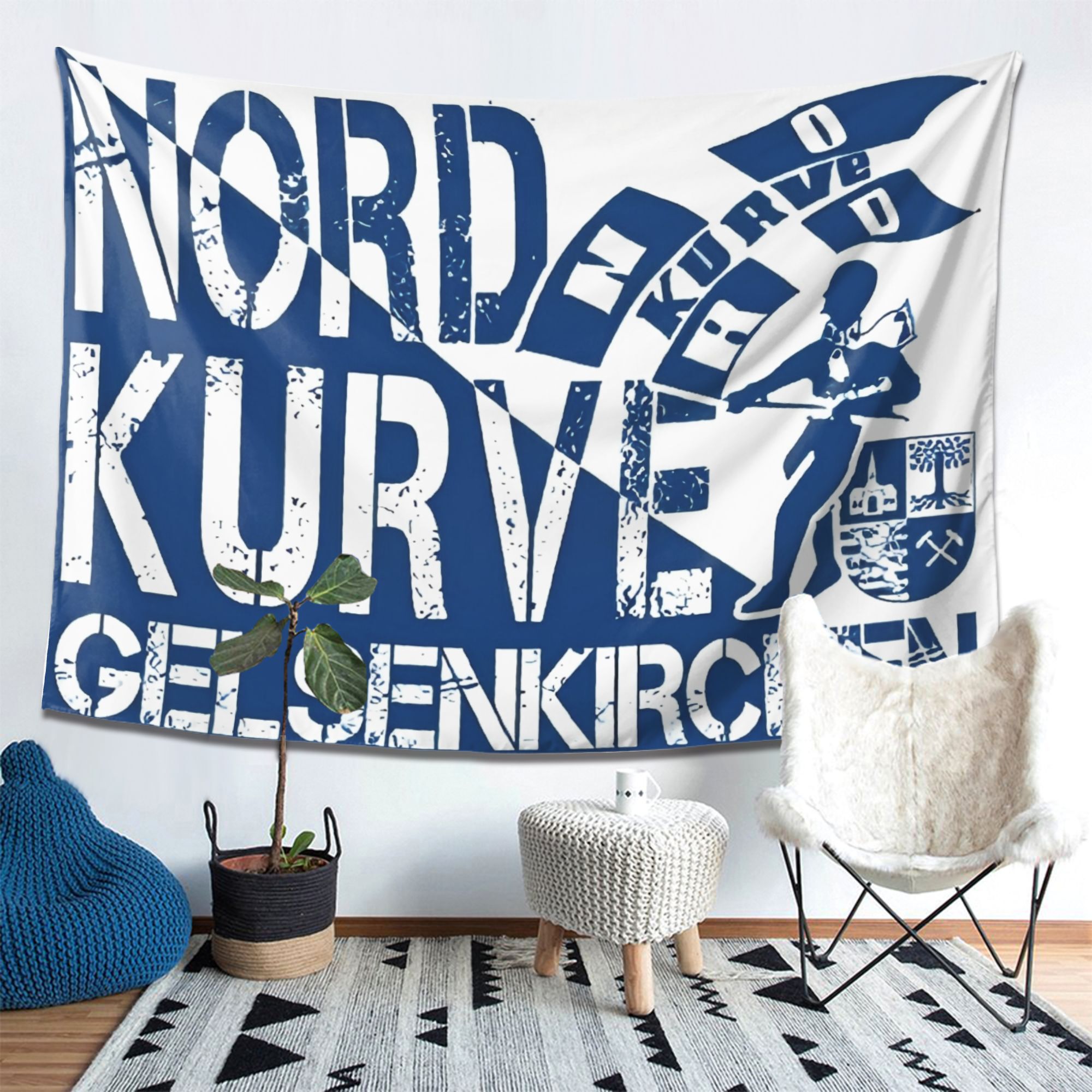 TEMU A Nordkurve Gelsenkirchen Design Tapestry, Featuring A Trendy Printed Style, Is For Bedroom, Dorm, And Home Decor. An Ideal Halloween Holiday