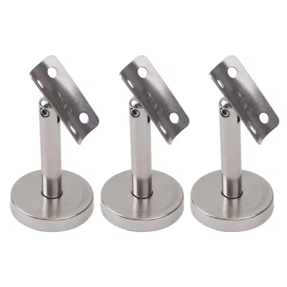 304 Nerūdijančio plieno reguliuojamų stulpelių laikiklių komplektas, 60 mm ir 80 mm, 3 vnt., turėklų atramai