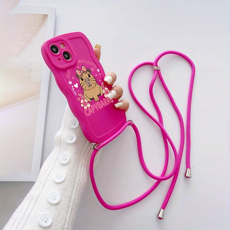 TEMU Phone Case: Fashion Creative Kapibara Pattern Hanging Cord Phone Case For Iphone 16/15/14/13/12/11/pro/max/xs/xr/7/8/plus/se Bm1