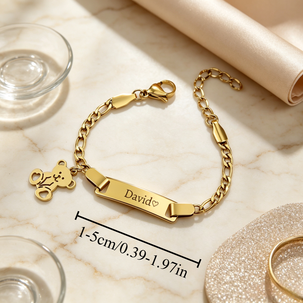 TEMU 1pc Personalized Engraved Name/adjustable Bracelet Charm Bracelet Suitable For Boys And Girls Baptism Birthday Gift, Fashionable, Birthday Gift,