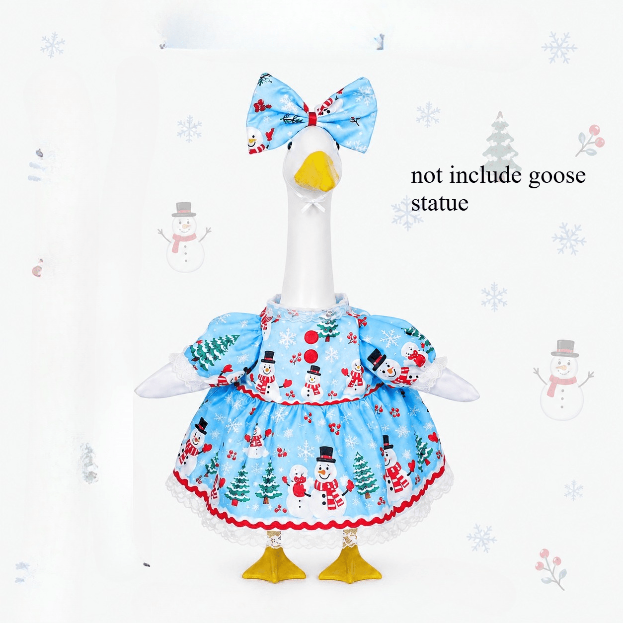 TEMU Ensemble de Noël pour canard de jardin de 23 pouces, robe à motif de sapin et nœud pour statue de canard de jardin, décoration de jardin air