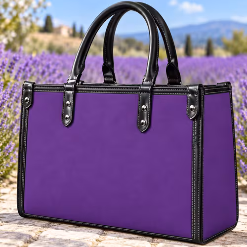 Women's Purple Tote Bag — Structured Roomy Handbag with Double Handles
