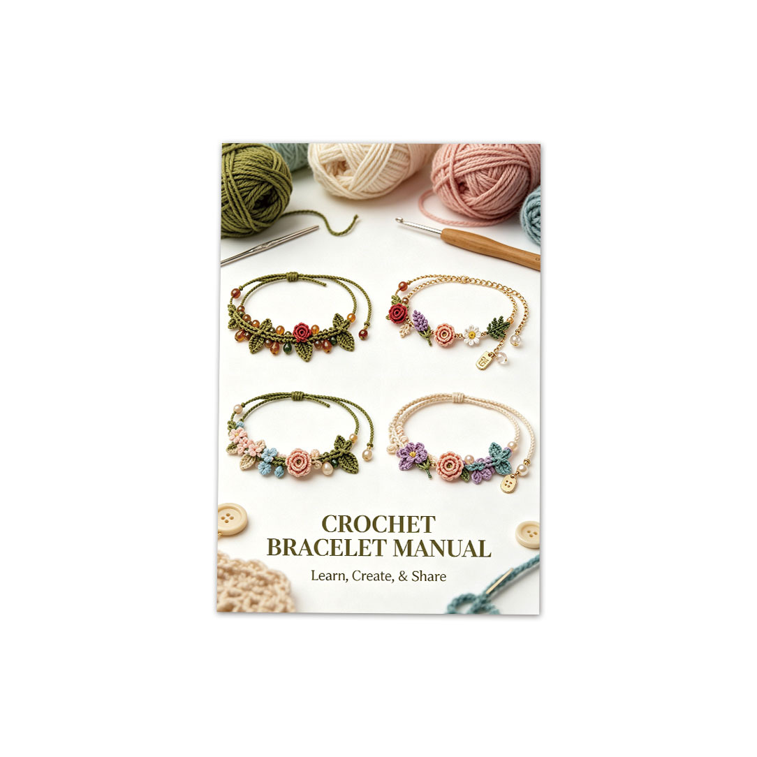 TEMU Guide de Création de Bracelets au Crochet | 4 Modèles de Bracelets de Fleurs Style Forêt | Conçu pour les Passionnés de Bricolage | Étapes en
