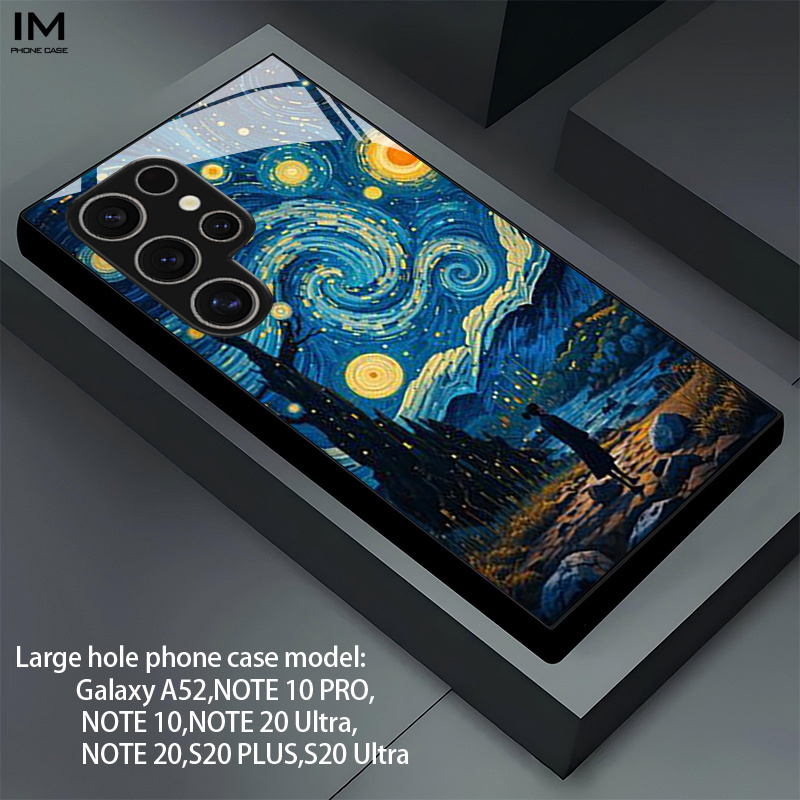 TEMU Phone Case: Meditator Under The Starry Sky Black Tempered Glass Phone Case, Suitable For Galaxy S26 Plus, S26 Ultra, S26, S25 Plus, S25 Ultra,