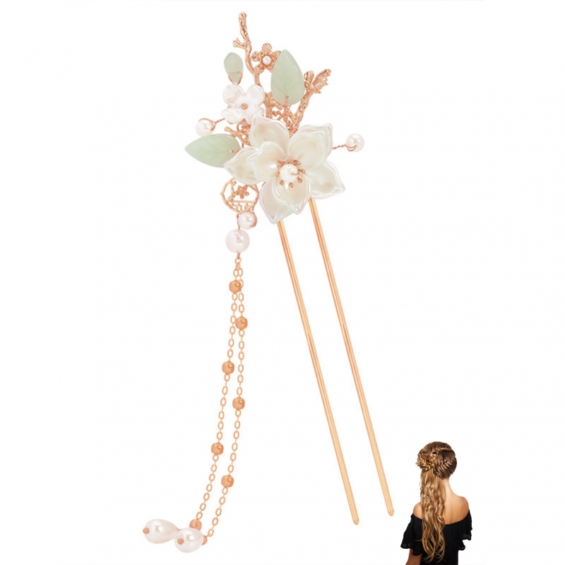 Chinese Style Camellia Flower Hair Stick Handmade