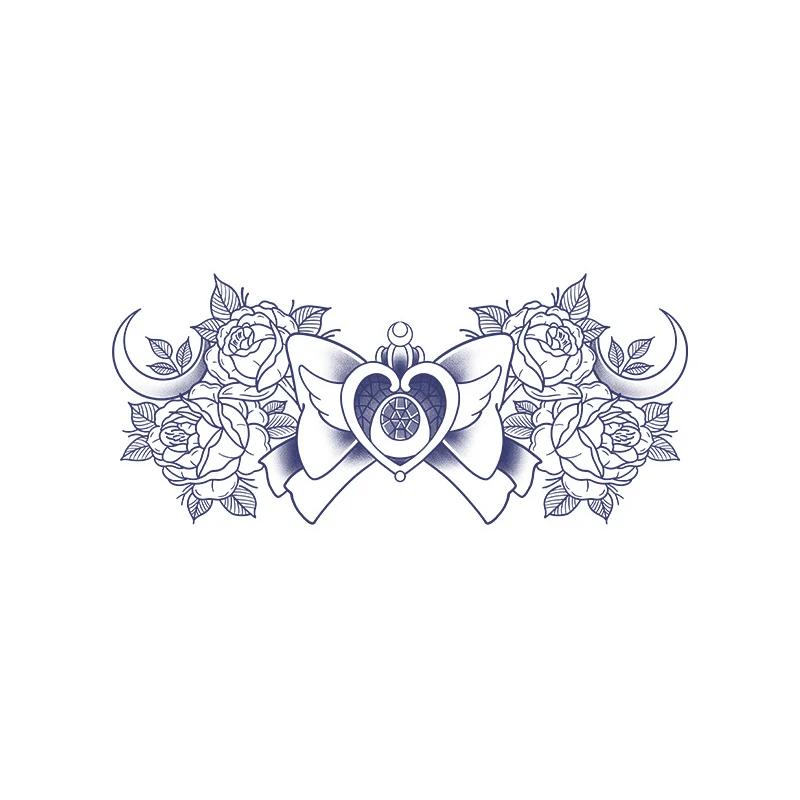 Heart Rose Herbal Temporary Tattoo Stickers for Women