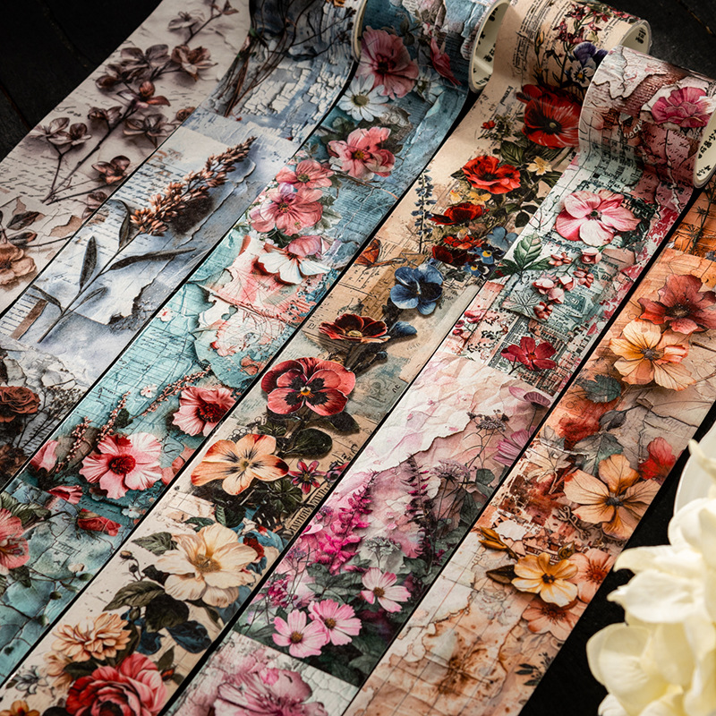 6 Rolls/set, Vintage Tape, Floral Theme, Washi Paper, Journal Decoration, Creative Material