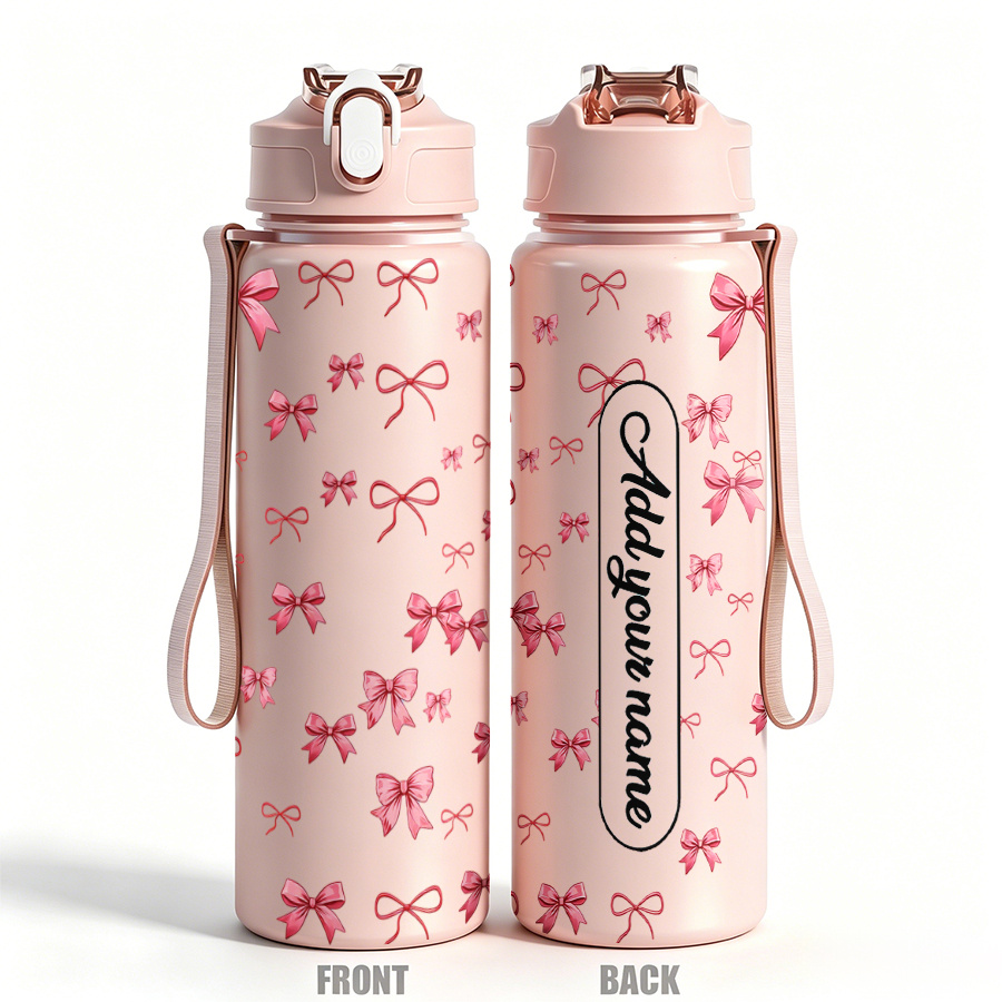 TEMU 1pc Personalized Custom Name/text Water Bottle With Lid - Leakproof Suitable For Outdoor Sports, Fitness, Cycling, Hiking, School - Uv Printed