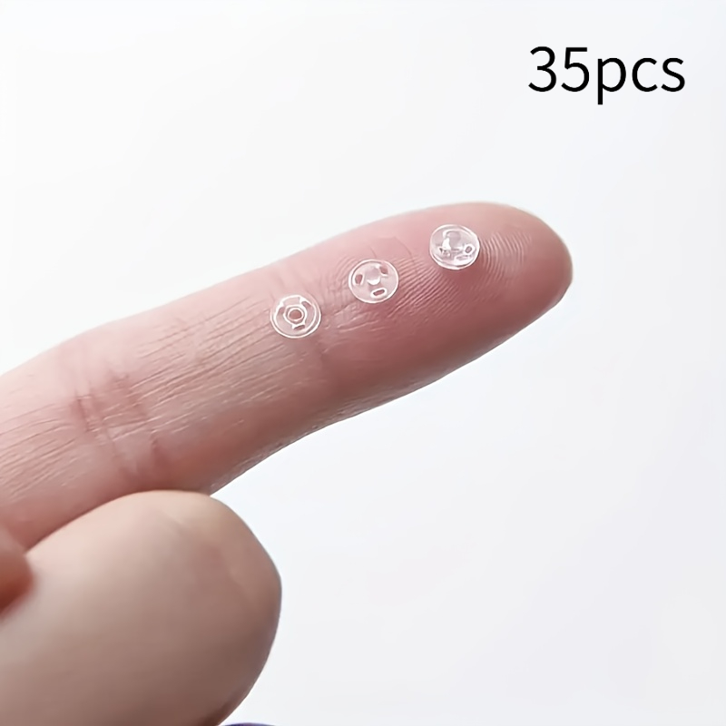 TEMU 35pcs Round Snap Buttons - Small Plastic Buttons Suitable For Bjd Doll Costumes, Miniature Clothing, Crafting | Transparent/white/black Durable