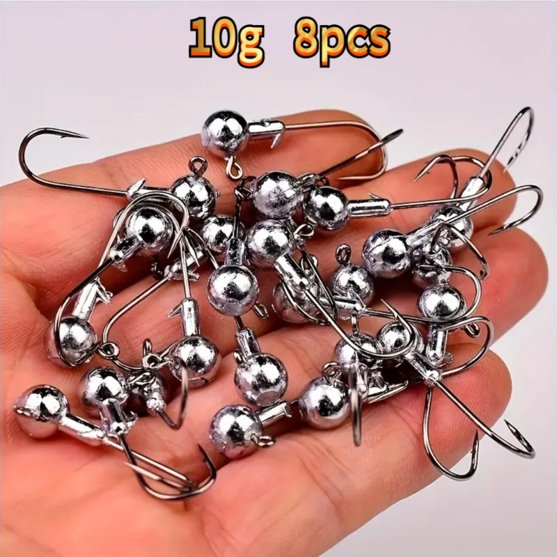 Image of 8pcs/box High-grade Barbed Lead Hooks, 3.5/5/10/14/20g , Suitable For Catching Fish Of All Sizes! A Great Fishing Helper, High Quality Artifact! Suitable For Freshwater And Saltwater Fishing