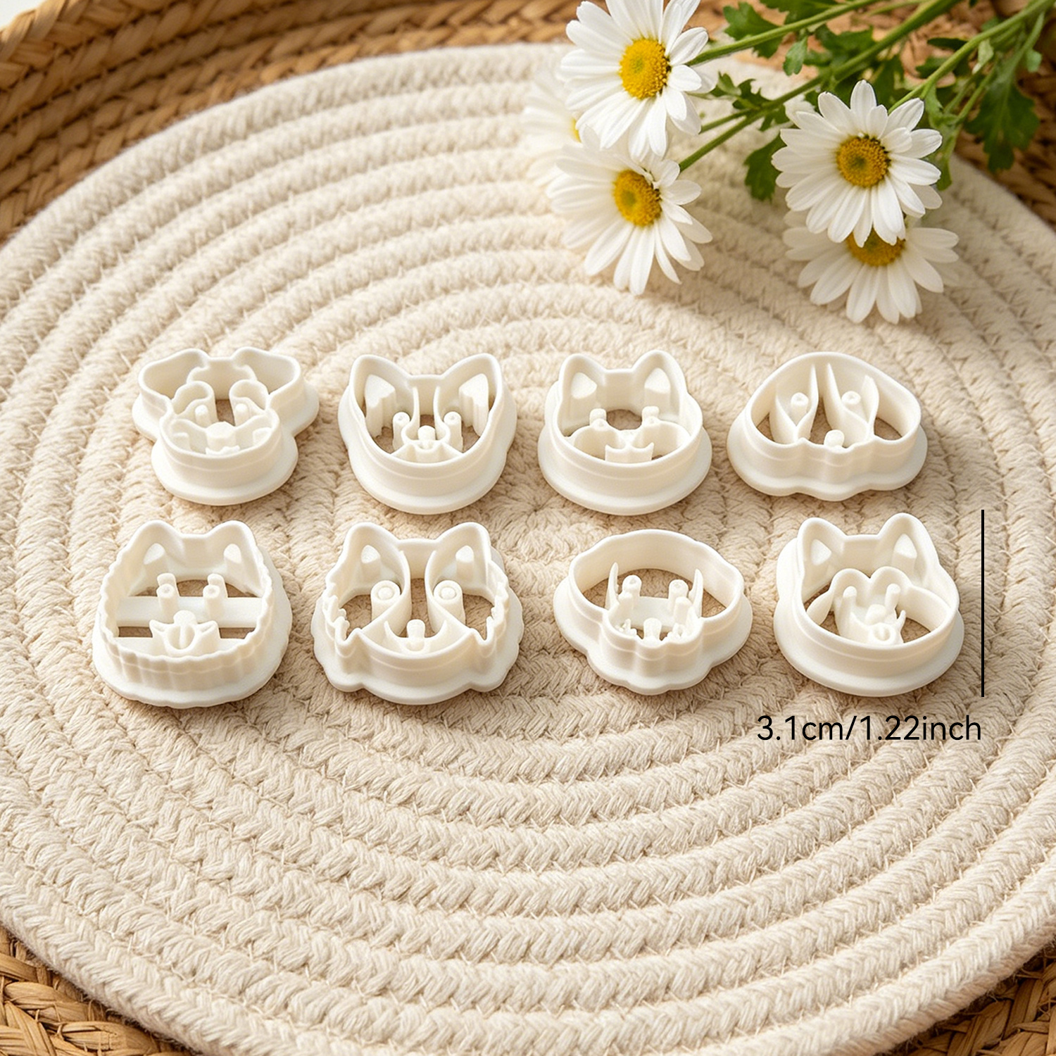 TEMU 8pcs Cute Dog Polymer Clay Molds, Different Dog Breeds Face-shaped Clay Molds For Earrings & Brooches, Suitable For Valentine's Day, Easter,