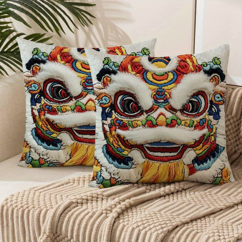 

2pcs 2025 New Year Pillow Cases Polyester 100% Pillow Case Set For Sofa Living Room Outdoor 2d