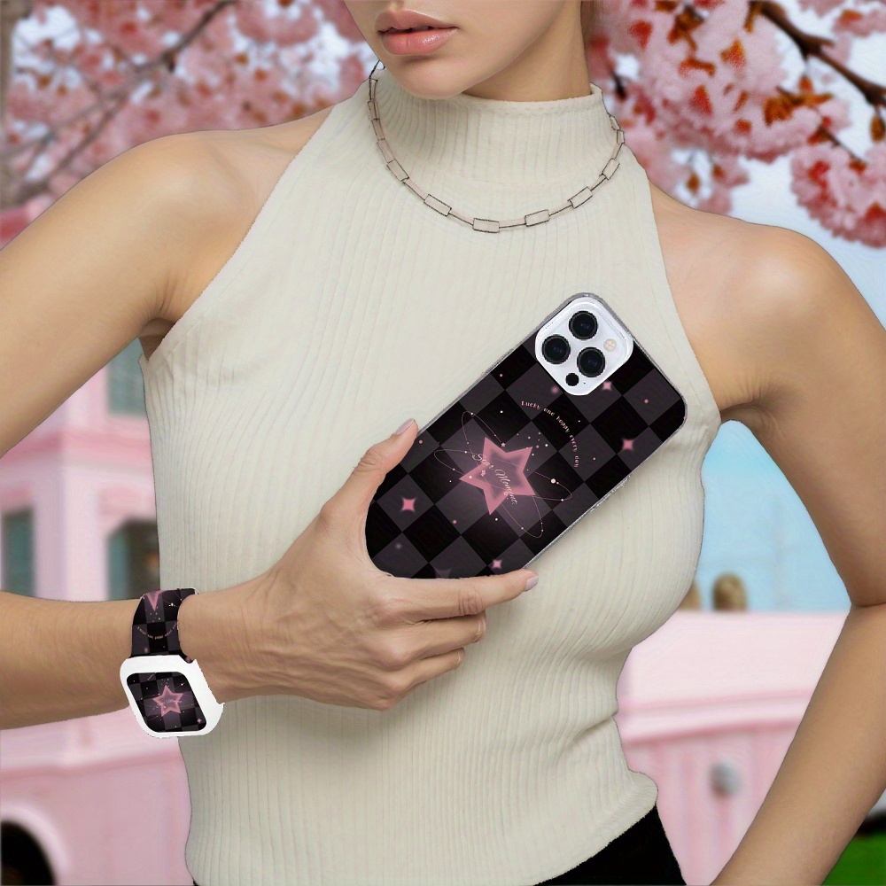Lucky Star & Checkered Pattern Gift Set for iPhone and iWatch