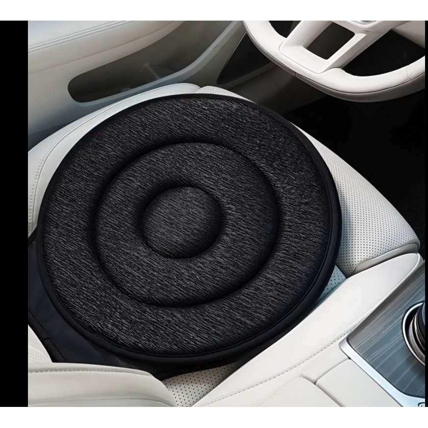 

Ergonomic 360° Rotating Car Seat Cushion With Memory Foam Support - Non-slip, For Seniors, Fit, Black Textured Surface