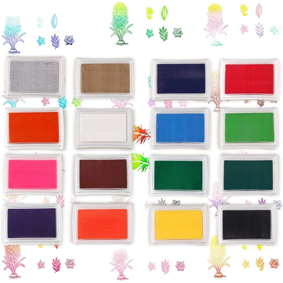 16 Colors Washable Finger Ink Pads for Crafts