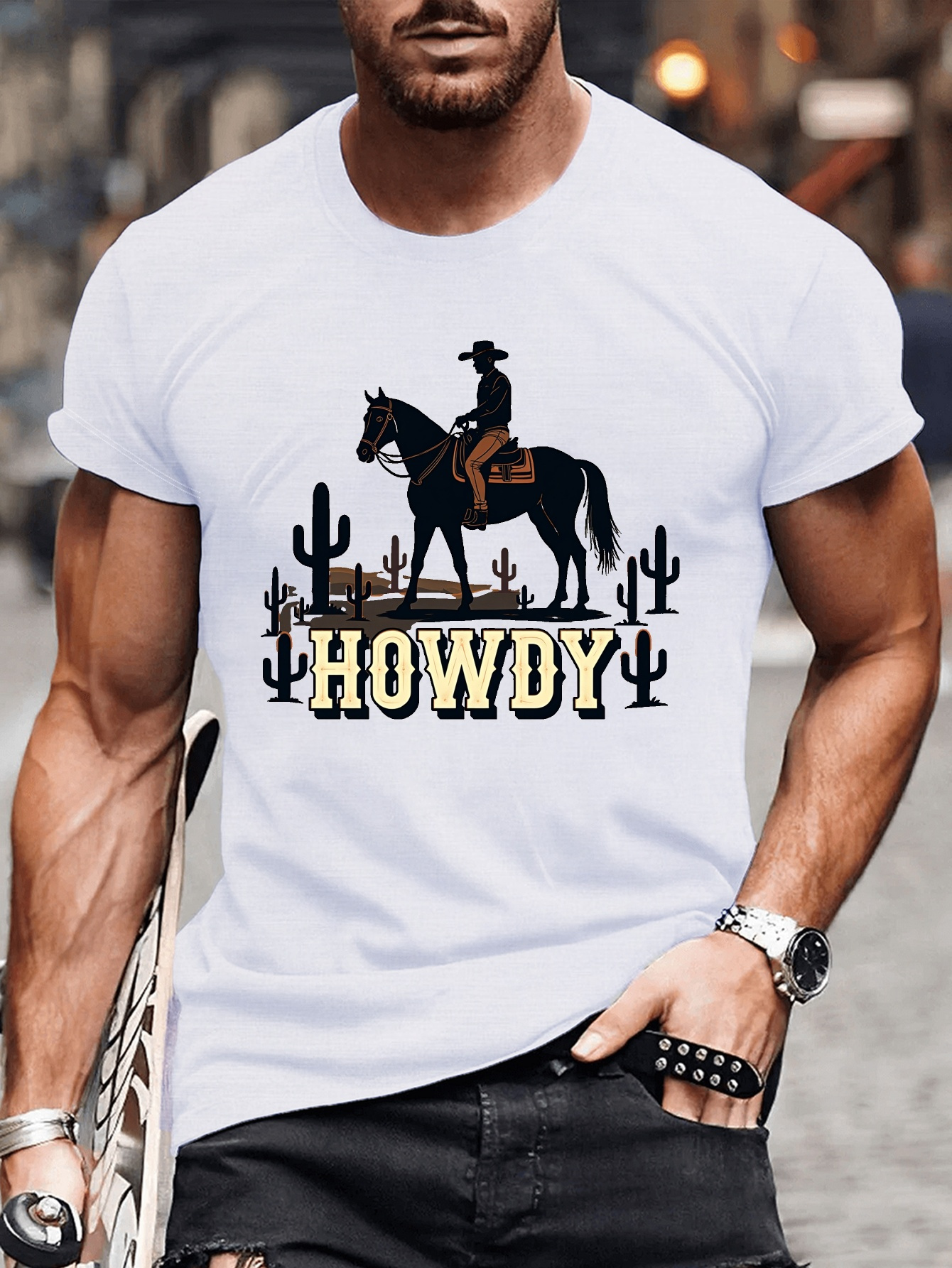 herren western howdy grafik t shirt cowboy kaktus wsten - Temu Germany