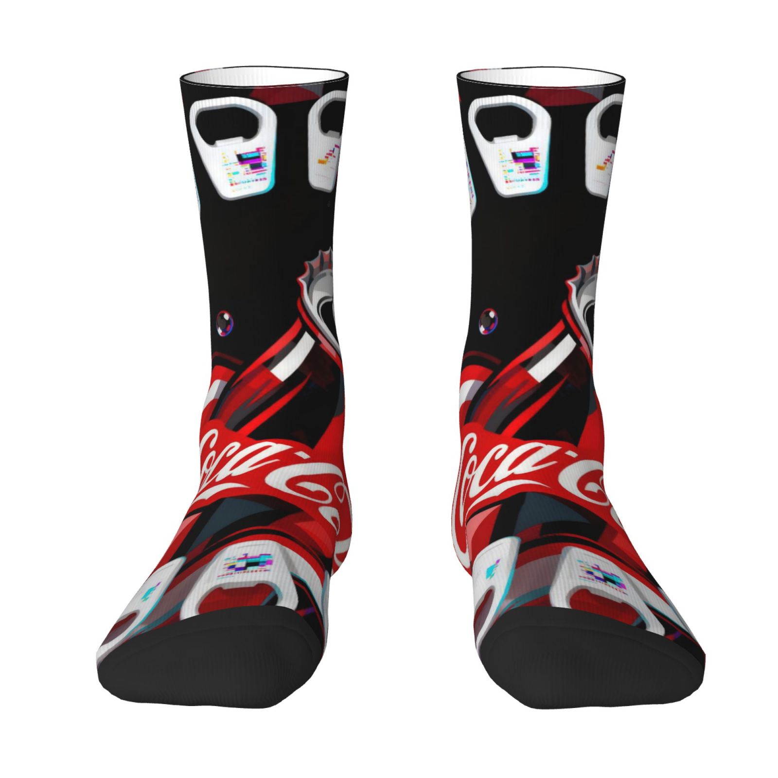 TEMU Une paire de chaussettes unisexes avec un motif de cola créatif et amusant, avec des imprimés et frais. Ces chaussettes fantaisie sont un cadeau