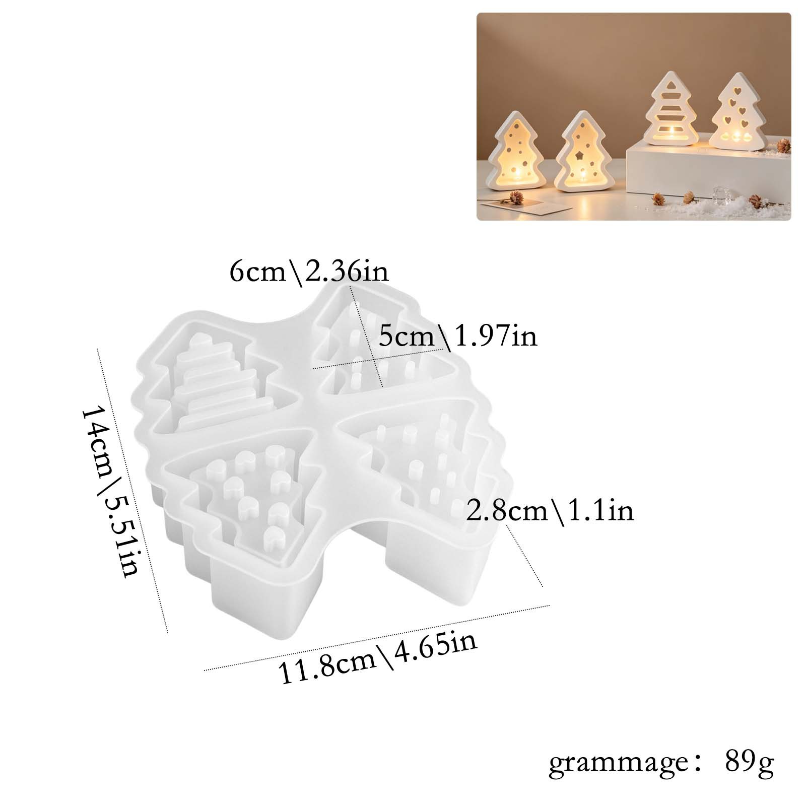 Image of Four- Hollow Christmas Tree Resin Mold - Reusable Suitable For Diy Candle Making, Wax & Resin Crafts, Multi- With Branches, Easy Clean Non- Silicone For Craft Enthusiasts (candle Casting Mold)
