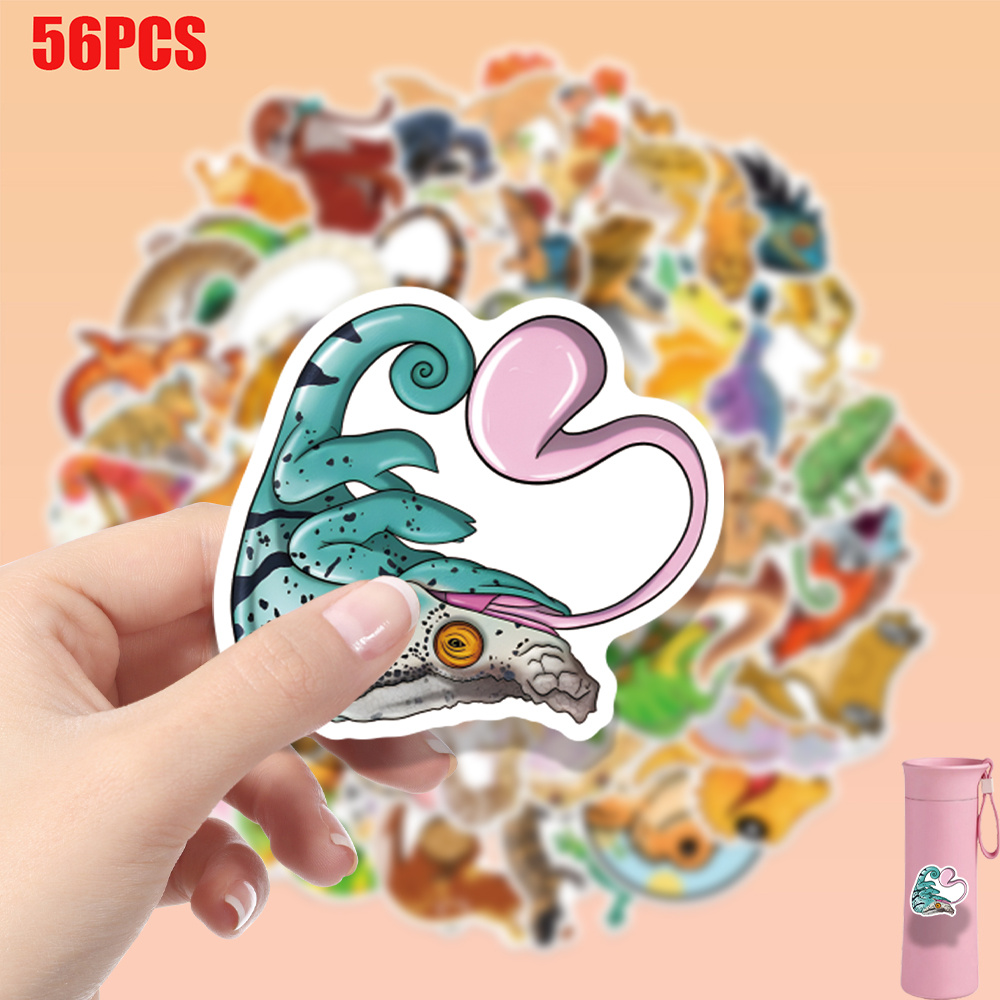 TEMU Juego de 56 pegatinas creativas con temática de , pegatinas con bonitos patrones de reptiles, pegatinas decorativas divertidas, adecuadas para