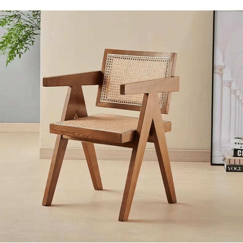 Silla de ratán tejida, silla de comedor de madera maciza, taburete para el hogar con respaldo, silla de ratán con reposabrazos, silla para mesa de comedor, silla de decoración para el hogar, silla de comedor de madera para sala de estar, silla de recepción de oficina, muebles de jardín para exteriores, silla de jardín, sillón, silla para sala de estar