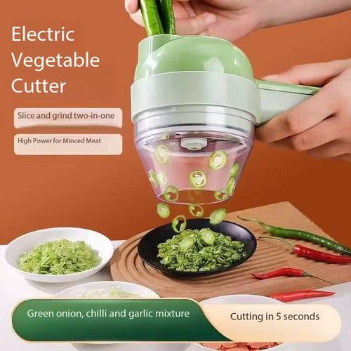 multifunctional electric food processor with chopper cleaning brush portable mini slicer and chopper easy to clean suitable for chopping garlic onions celery etc usb battery powered rechargeable battery essential kitchen gadget