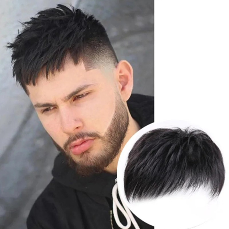 TEMU Men's With A Short Straight Wig, Fluffy And Thick Wig, Soft And Breathable, Suitable For Daily Use